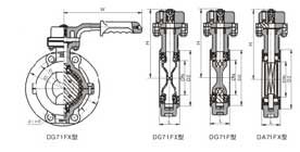 D71F4、D71F46手動襯四氟蝶閥外形結(jié)構(gòu)連接尺寸圖