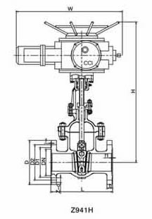 J941H-16C電動(dòng)截止閥外形結(jié)構(gòu)尺寸圖